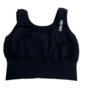 Gymshark Size Small Sports Bra Black Seamless Multi-Strap Back Perforated‎